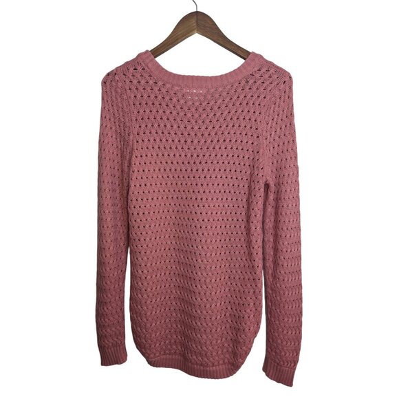 Venus Pink Open- Knit Tunic Style Sweater W/Side Snap Buttons Womens Soft Size S - Picture 5 of 9